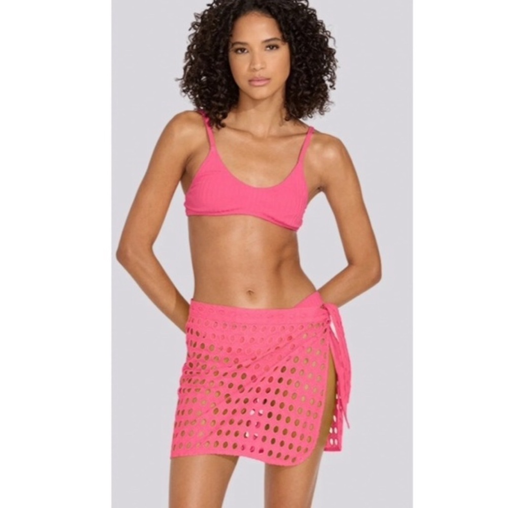 Solid & Striped Wrap Pareo/Sarong in Hot Pink- M/L.